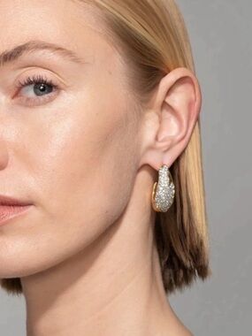 NEW ALEXIS BITTAR Solanales Sculpted Drop Earrings Gold Clear MY13